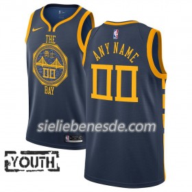 Kinder NBA Golden State Warriors Trikot 2018-19 Nike City Edition Blau Swingman - Benutzerdefinierte
